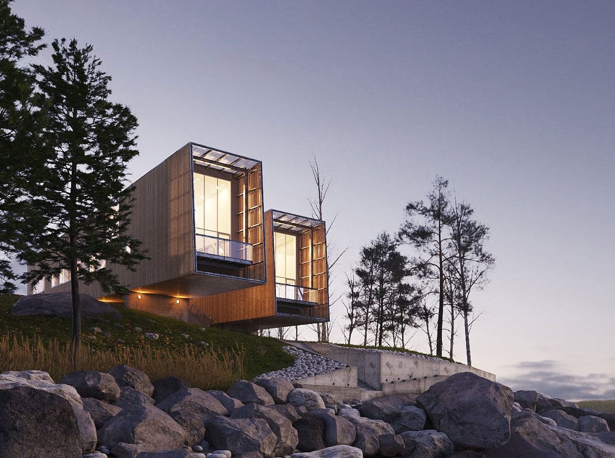 Blending futuristic building